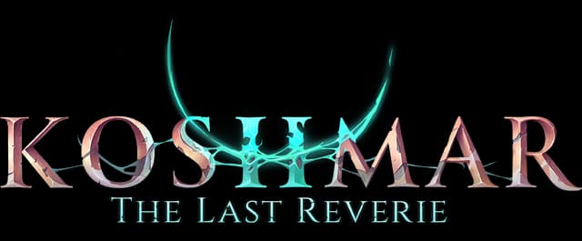 Koshmar: Metallic serif title with horned skull emblem and glowing subtitle bar.