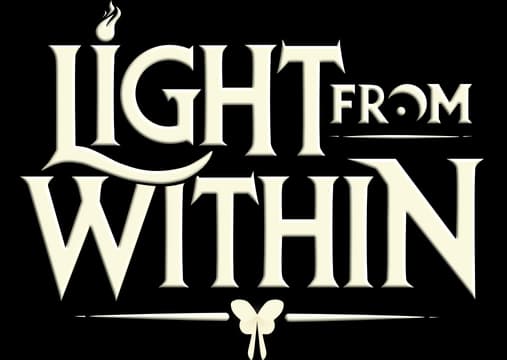 Light From Within: Ornate serif title with beveled glow, layered stacked layout.