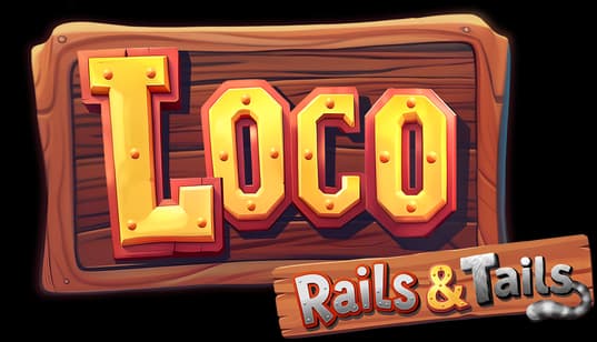 Loco: Bold riveted gold letters on a wood sign, beveled with slight shadowing.