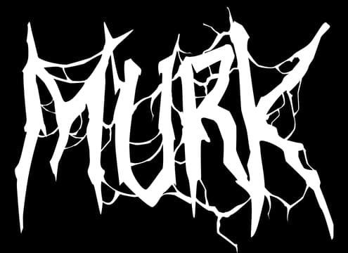 MURK: jagged spiky death-metal wordmark with tangled dripping, scratchy strokes.