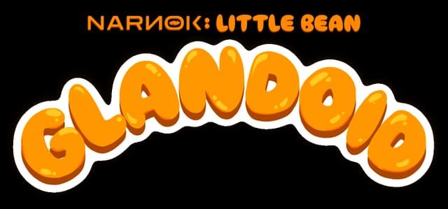 NARNOK: Rounded bubbly lettering in arched layout, glossy highlights and bold outline.