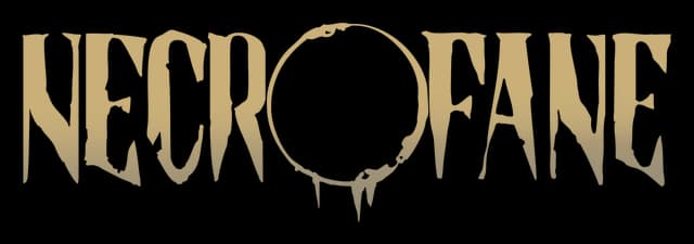 Necrofane: Rough, jagged serif letters with a cracked ring “O” dripping below.