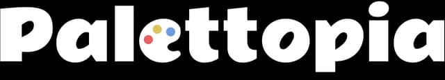 Palettopia: Bold rounded sans-serif wordmark with paint palette dots inside the e.