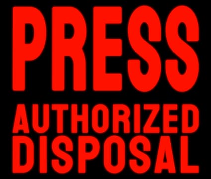 PRESS: Bold condensed red sans-serif with black glow, stacked like warning sign.