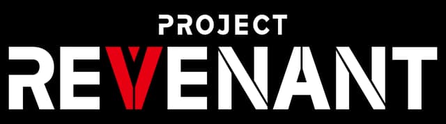 Project Revenant: Bold sans-serif, oversized REVENANT with red V and glitch streaks.