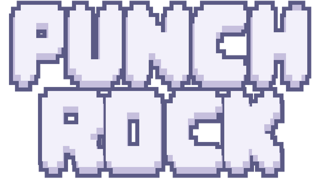 Punch Rock: Chunky pixel block letters with beveled edges and deep shadowing.