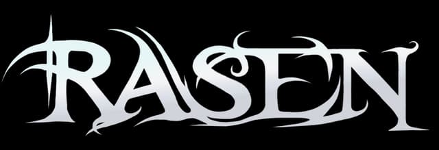 Rasen: Ornate serif wordmark with sharp flourishes, elongated strokes, metallic sheen.