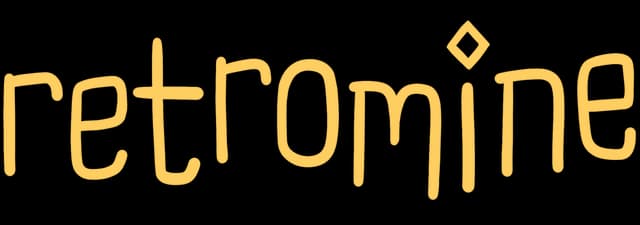 Retromine: Rounded retro wordmark with rough edges, paint drips, and diamond i-dot.