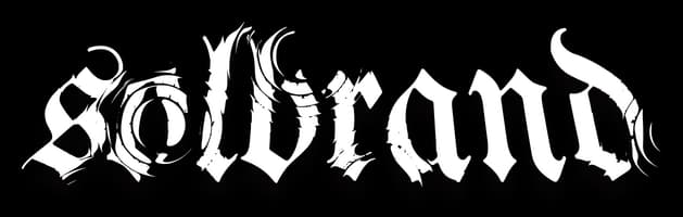 Solbrand: Jagged gothic blackletter with rough brush edges and heavy shadowing.