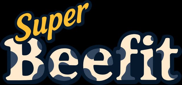 Super Beefit: Retro script and chunky serif letters with thick outline, drop shadow.