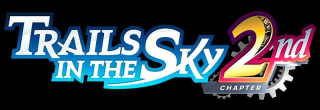Trails in the Sky 2nd Chapter: bold serif gradient text with swoosh and metallic 2nd emblem.