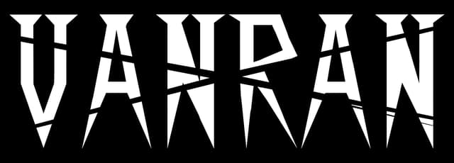 VANRAN: Sharp gothic serif letters with jagged cuts and crack-like slash across center.