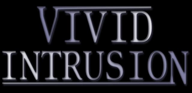 Vivid Intrusion: Metallic beveled serif letters, stacked, with heavy underline bar.