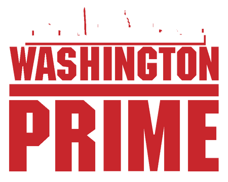 Washington Prime: Bold block serif letters with skyline silhouette and sharp drop shadow.