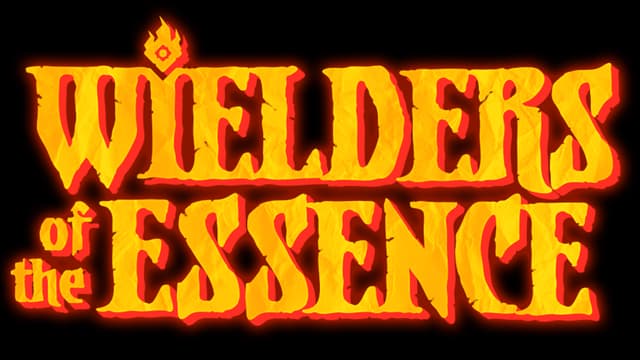 Wielders of the Essence: Bold medieval serif with fiery glow and ember texture.