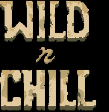 Wild n Chill: Distressed bold slab-serif lettering with rugged texture and dark shading.