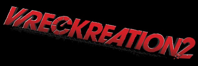 Wreckreation 2: bold italic red 3D letters, angled perspective with dark shadow.