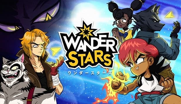 Anime-style characters pose against a cosmic background; tension builds between them, glowing shards float.