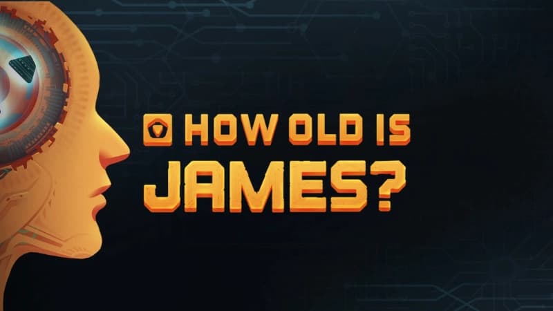 A futuristic orange profile of a human face, with a cybernetic design against a dark circuit-like background.