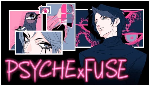 Young man with dark hair in a turtleneck, surrounded by close-ups of intense eyes and abstract art.