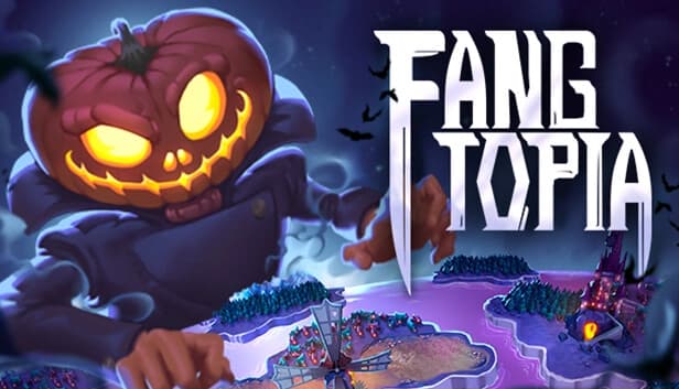 A large, glowing jack-o'-lantern-headed figure looms over a dark, mystical landscape and castle.