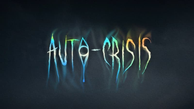 Stylized, dripping text displaying a vibrant multicolor gradient, resembling a thin film interference.