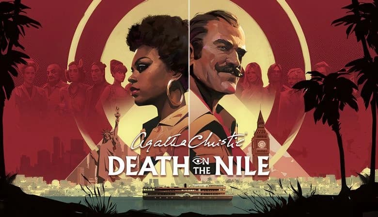 Two detectives, a woman and a man, face opposite directions against a 1970s backdrop with shadowy figures and riverboat.