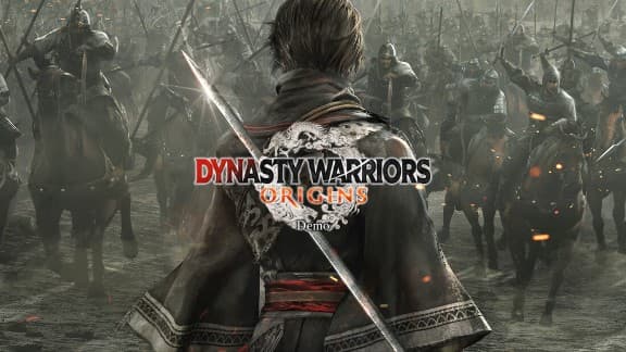 DYNASTY WARRIORS: A warrior stands with a sword, facing a vast army on horseback, ready for an imminent battle.