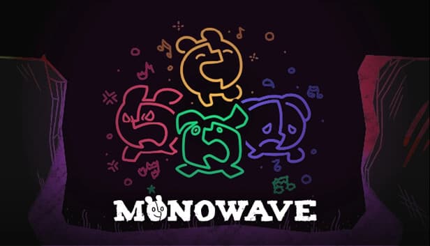 Four abstract, colorful characters with unique shapes represent different emotions against a dark cave background.